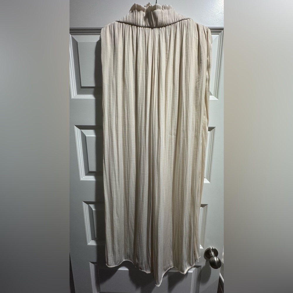 NWOT! Zara Women Palazzo Pants Cream Elastic-Waist with Pockets size M